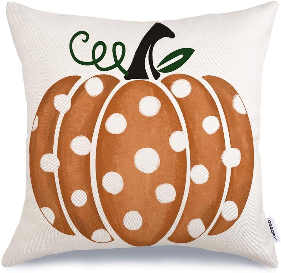 GEEORY Fall Pillow Covers 18x18 inch Polka Dots Pumpkin Throw Pillow Covers for Thanksgiving Decorations Party Pillows Decorative Pillow Covers for Couch Sofa